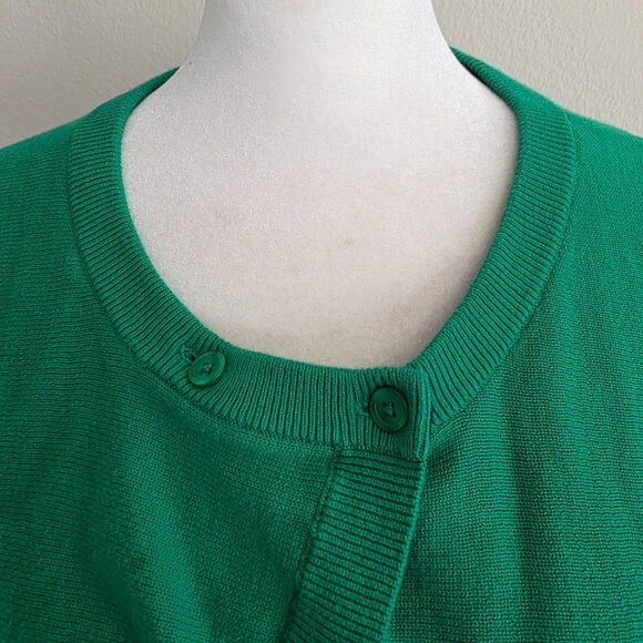 CAbi Piccolo Shrug Style Cropped Cardigan Sweater Green Navy Cotton Size XL - Picture 4 of 10